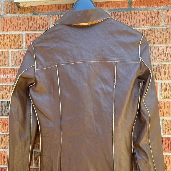 Unique reversible vintage leather shirt jacket - Picture 4 of 16